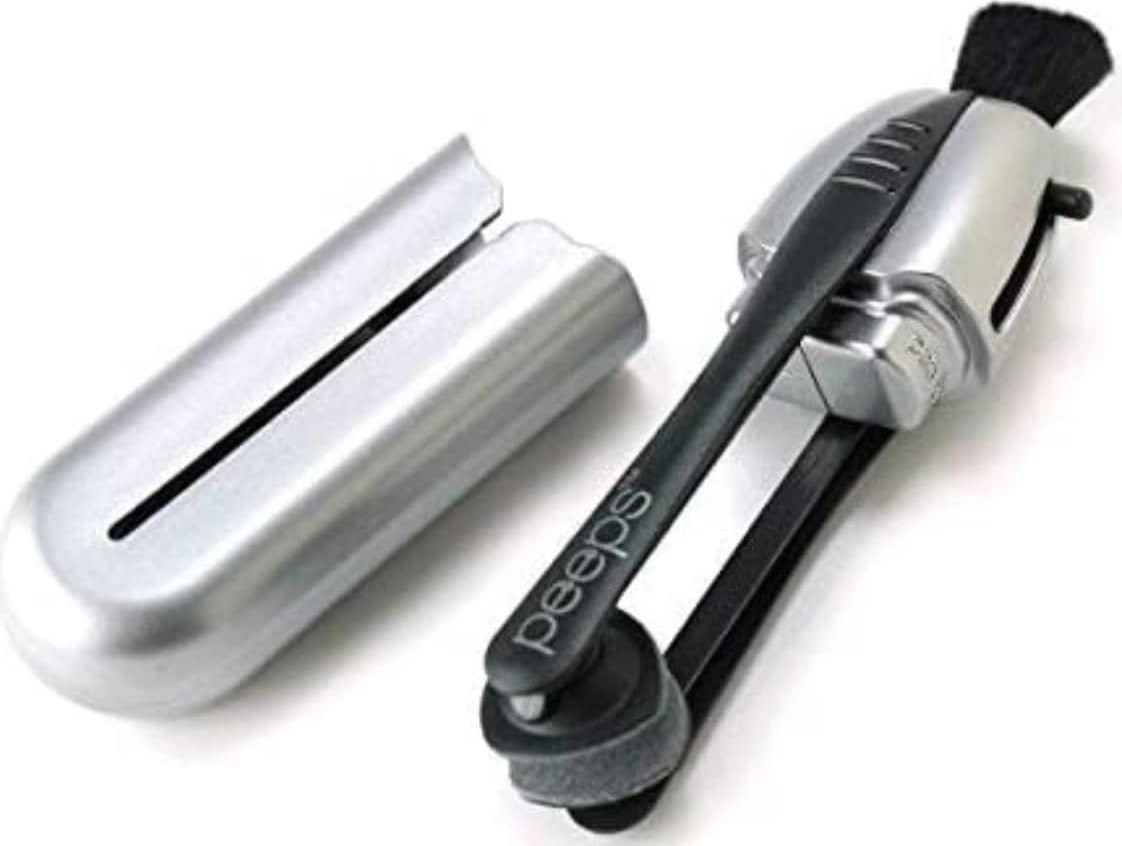 Peeps Eyeglass Cleaner – Electroplated Space Gray | Original Carbon Microfiber Lens Cleaning Tool with Brush